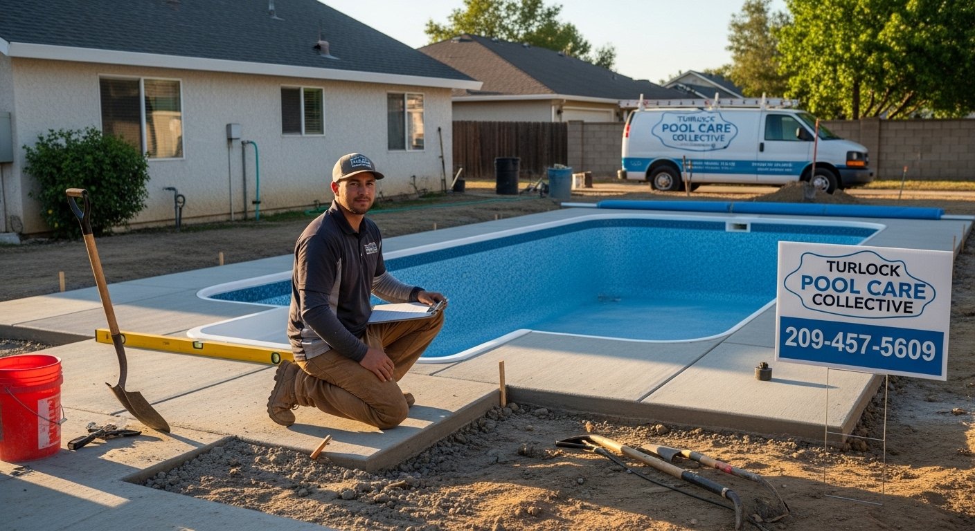 Backyard pool installation project in Turlock, CA