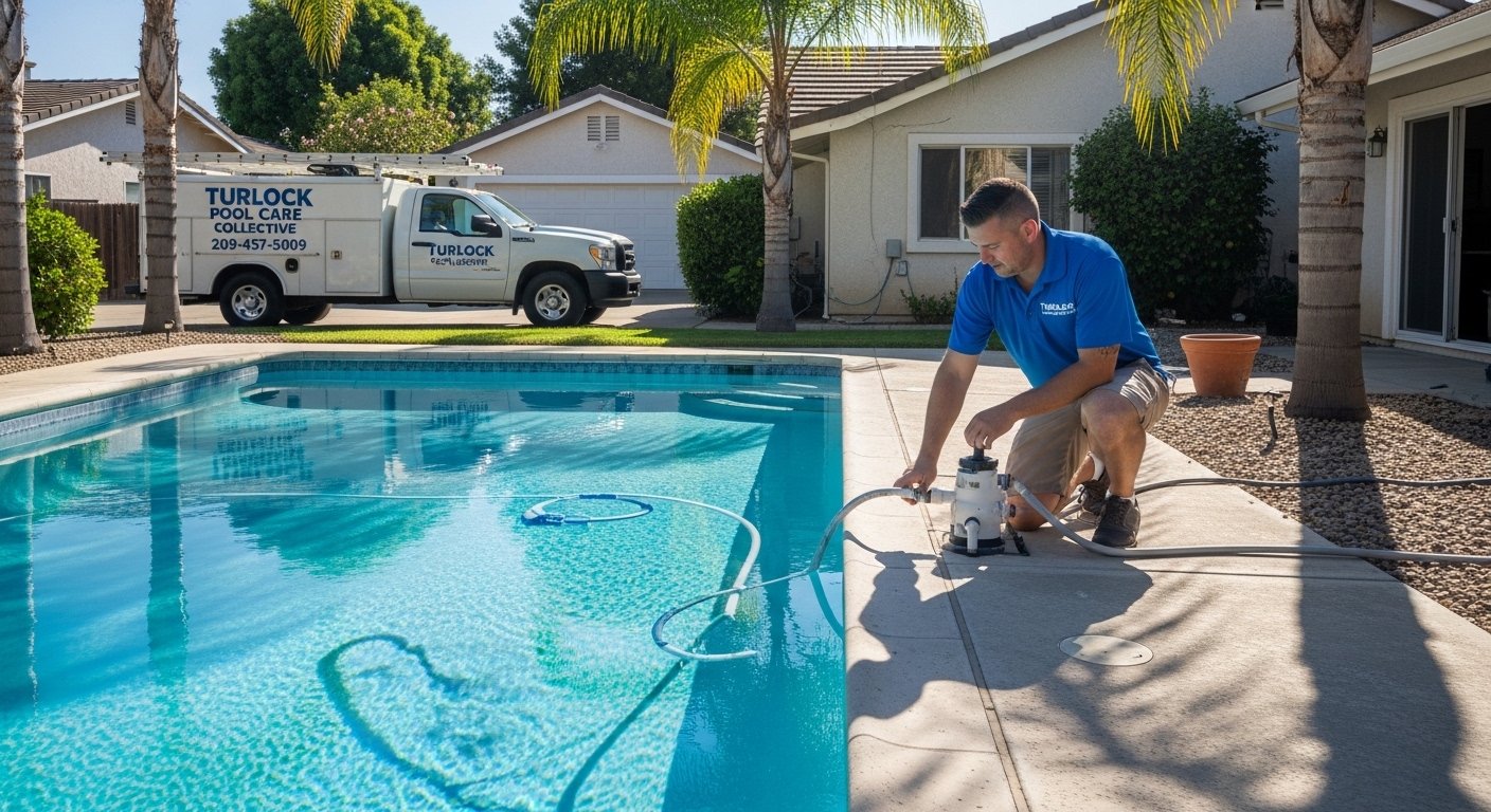 Weekly pool service visit in Turlock, CA