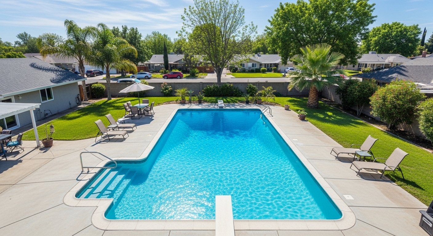Backyard pool in Turlock California